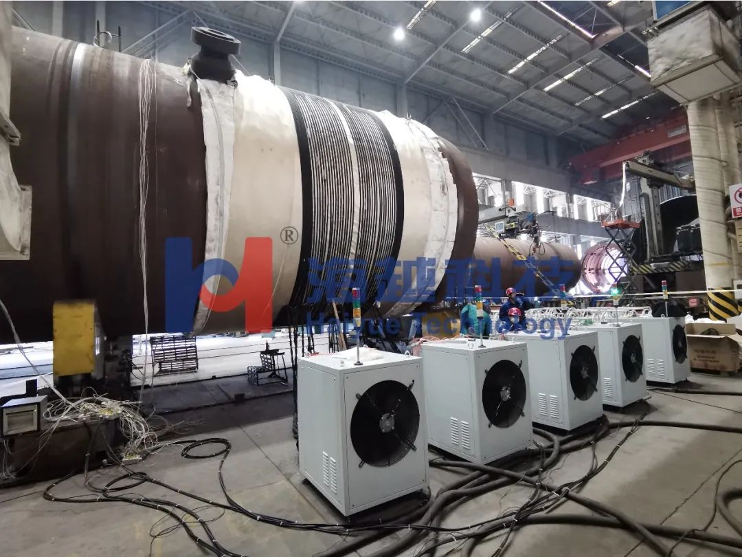內徑4000mm,壁厚288mm,熱處理溫度705±14℃(多臺大功率電源同頻同步運行)